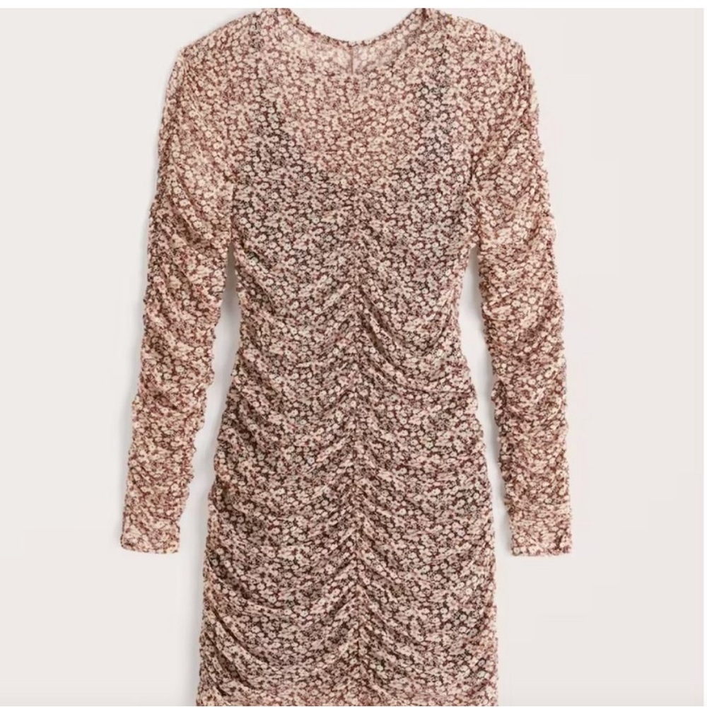 Abercrombie Long-Sleeve Ruched Mesh
Mini Dress